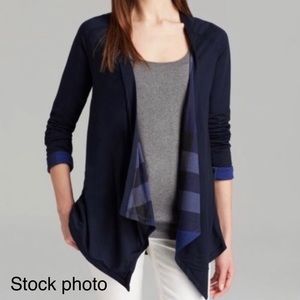 BNWT BLUE BURBERRY OPEN SWEATER WITH CLASSIC PATTERN ON INTERIOR